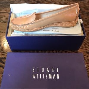 NEW STUART WEITZMAN GEEK BEIGE LEATHER LOAFER 8.5